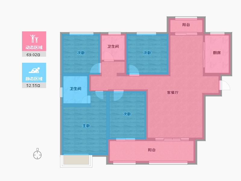 陕西省-铜川市-御景名第-107.64-户型库-动静分区