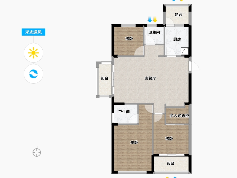 浙江省-宁波市-白金湾-109.00-户型库-采光通风