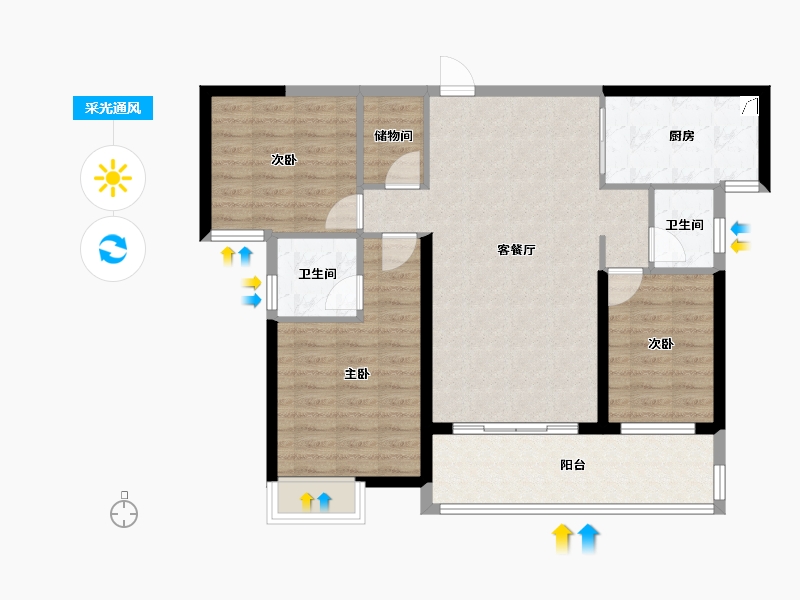 广东省-揭阳市-翔栩水岸城-92.28-户型库-采光通风