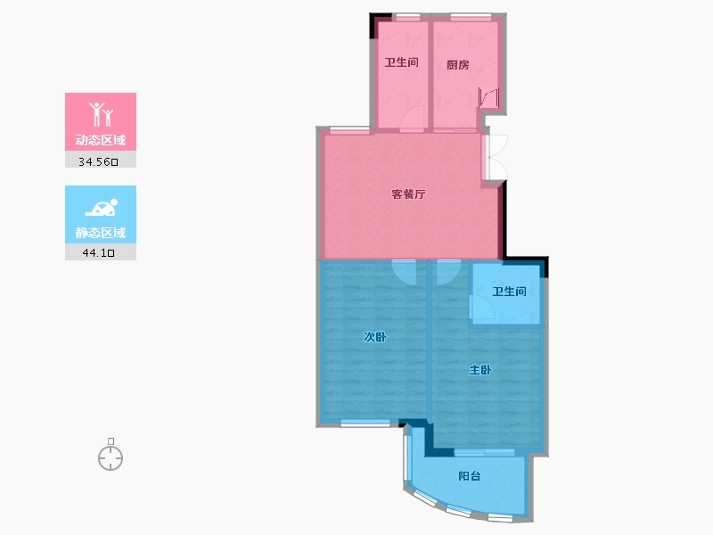 浙江省-舟山市-碧水蓝天花园-71.00-户型库-动静分区