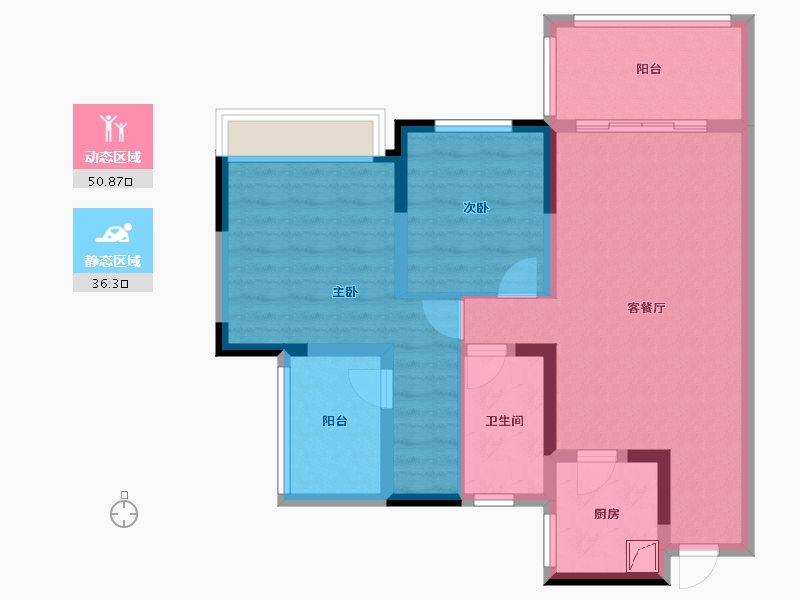 四川省-德阳市-荣盛公园御府E2-76.81-户型库-动静分区