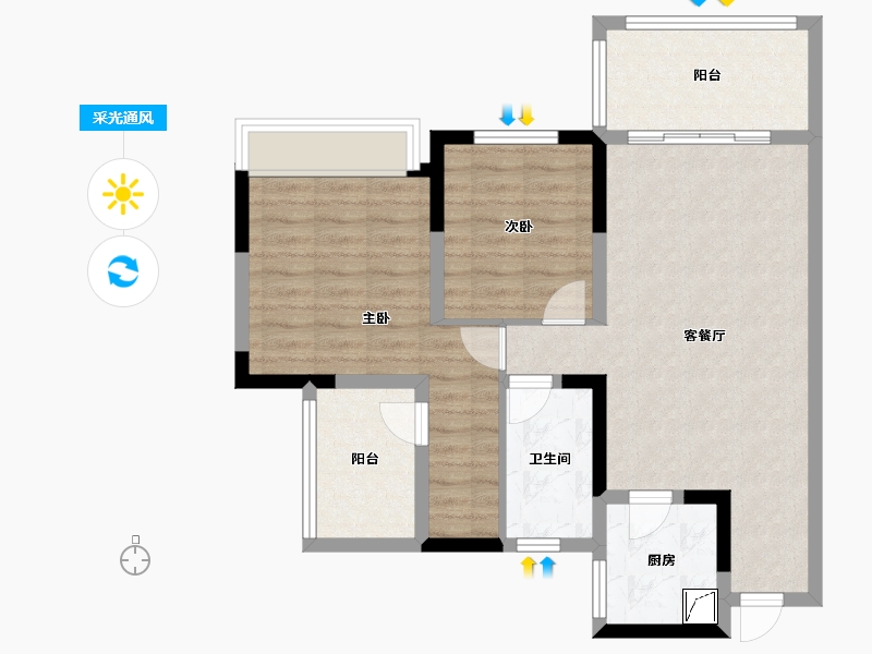 四川省-德阳市-荣盛公园御府E2-76.81-户型库-采光通风