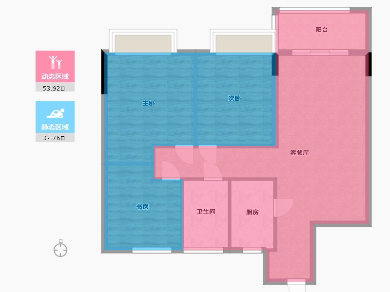 安徽省-宿州市-嘉泰龙城壹号-83.00-户型库-动静分区