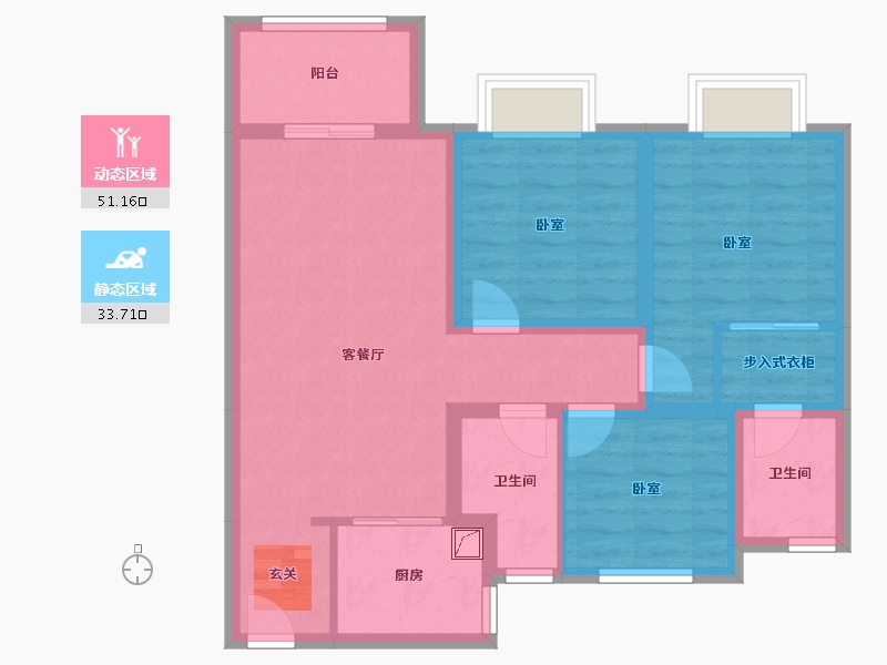 辽宁省-营口市-红运河畔新城-74.43-户型库-动静分区