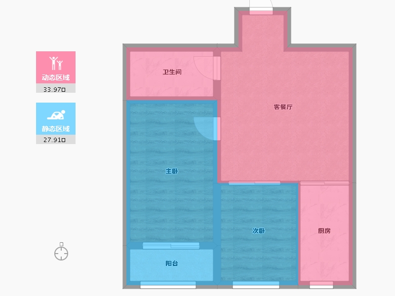 内蒙古自治区-巴彦淖尔市-锦聿山庄-55.29-户型库-动静分区