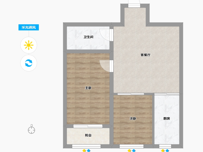 内蒙古自治区-巴彦淖尔市-锦聿山庄-55.29-户型库-采光通风