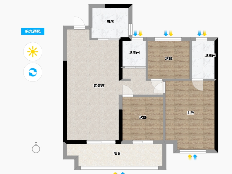 江苏省-徐州市-沛公馆-80.00-户型库-采光通风