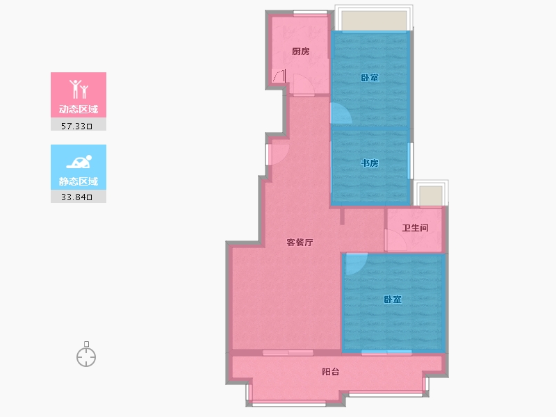 江苏省-泰州市-融创玉兰公馆洋房-82.00-户型库-动静分区