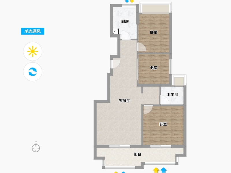 江苏省-泰州市-融创玉兰公馆洋房-82.00-户型库-采光通风