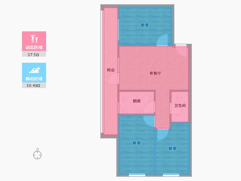 北京-北京市-西罗园-61.11-户型库-动静分区