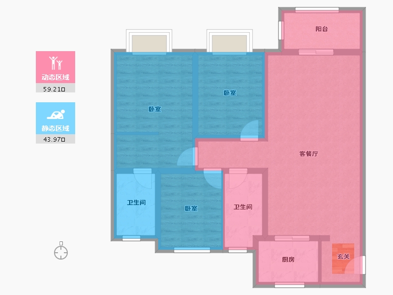 辽宁省-营口市-红运河畔新城-91.74-户型库-动静分区