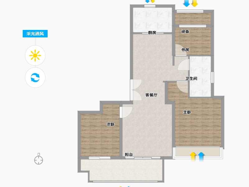 安徽省-宣城市-中梁江山御景-110.01-户型库-采光通风