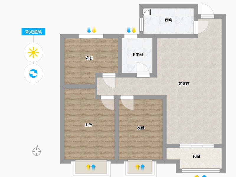 山西省-晋中市-光大住宅小区-73.64-户型库-采光通风