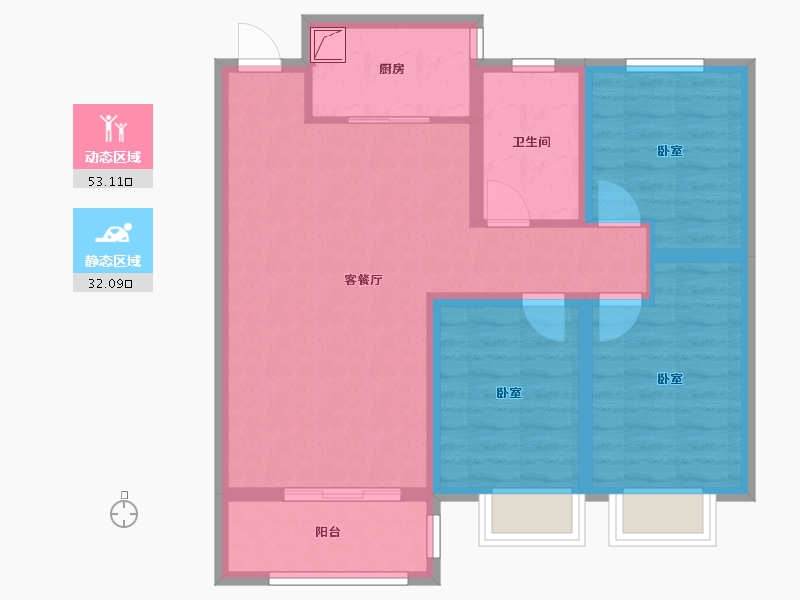 河北省-邢台市-皓顺壹号院-75.39-户型库-动静分区