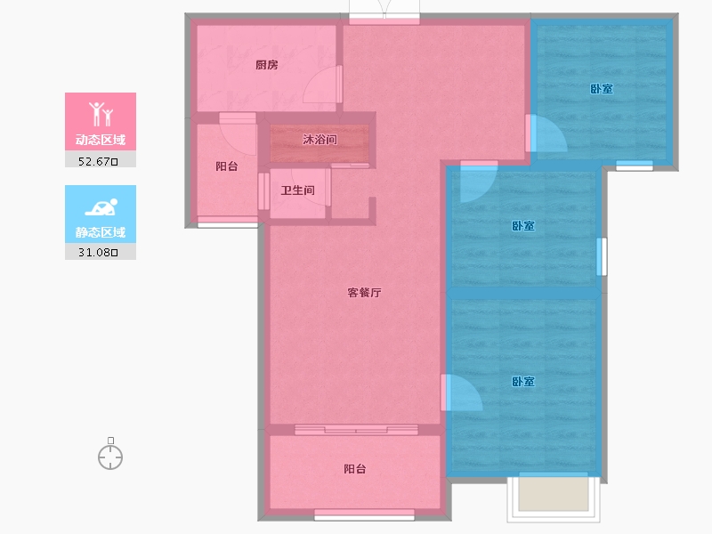 重庆-重庆市-星光上院-73.86-户型库-动静分区