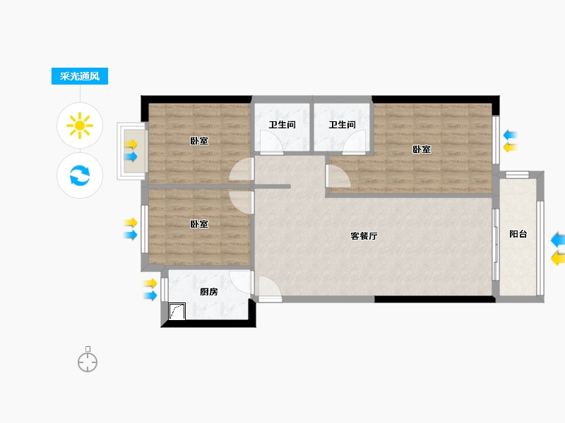 福建省-福州市-融侨阳光城方圆-85.00-户型库-采光通风