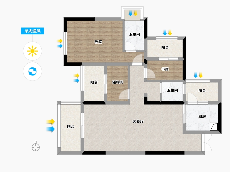 四川省-成都市-恒河时代城-90.15-户型库-采光通风