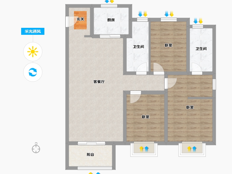 辽宁省-营口市-红运河畔新城-94.21-户型库-采光通风