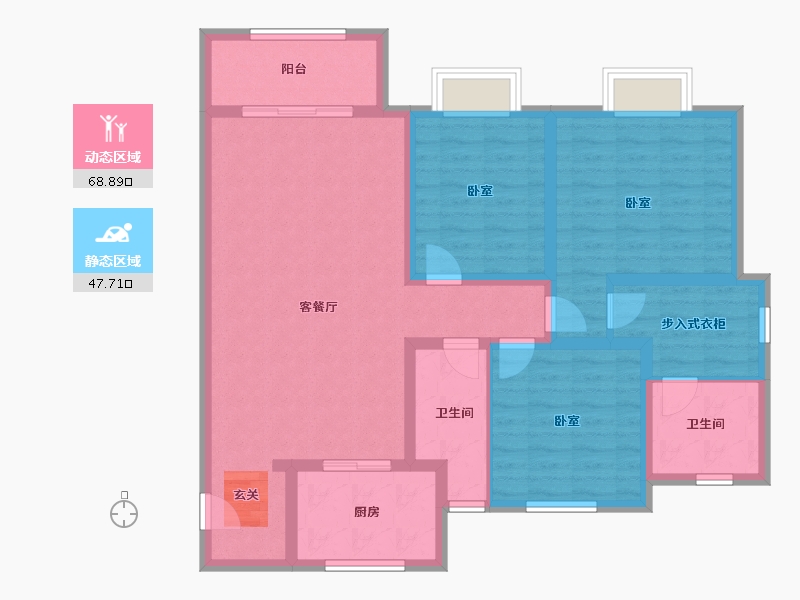 辽宁省-营口市-红运河畔新城-103.81-户型库-动静分区