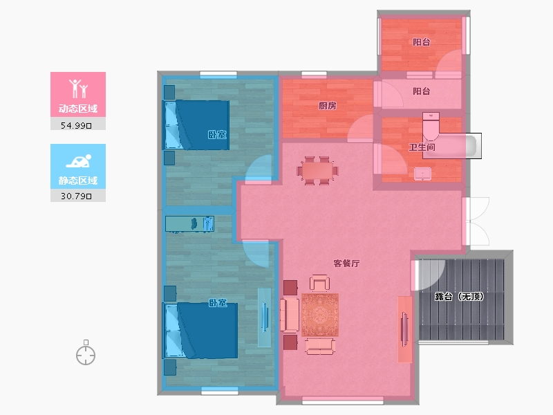 辽宁省-抚顺市-乐活两岸568庄园-82.89-户型库-动静分区