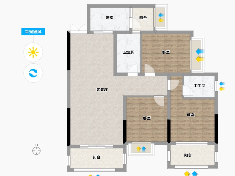 四川省-成都市-山水华府-103.27-户型库-采光通风