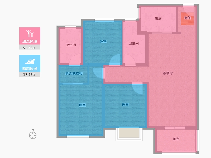 辽宁省-营口市-红运河畔新城-81.19-户型库-动静分区