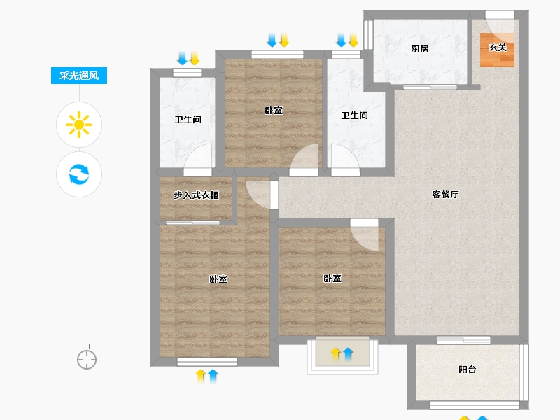 辽宁省-营口市-红运河畔新城-81.19-户型库-采光通风