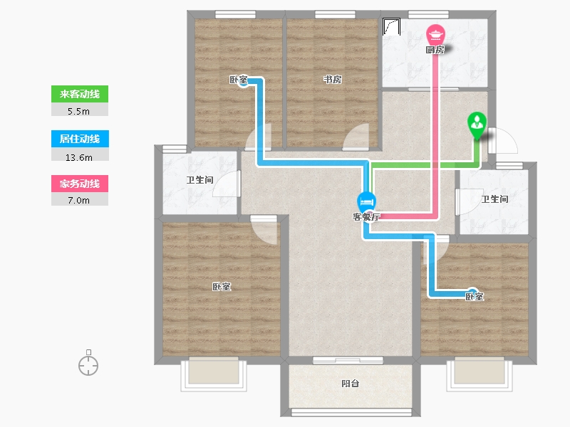 浙江省-宁波市-金鼎豪庭-109.00-户型库-动静线