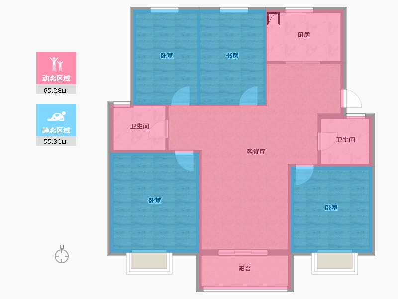 浙江省-宁波市-金鼎豪庭-109.00-户型库-动静分区