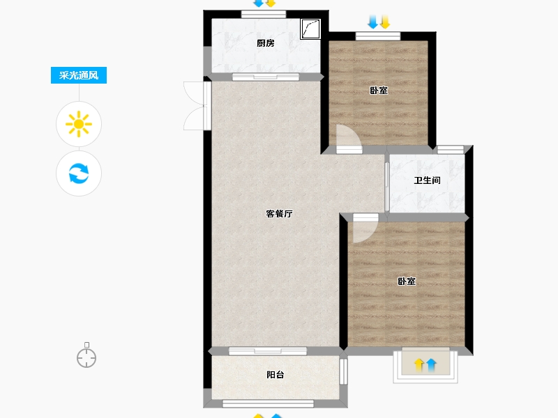 江苏省-盐城市-信拓东海国际-71.75-户型库-采光通风