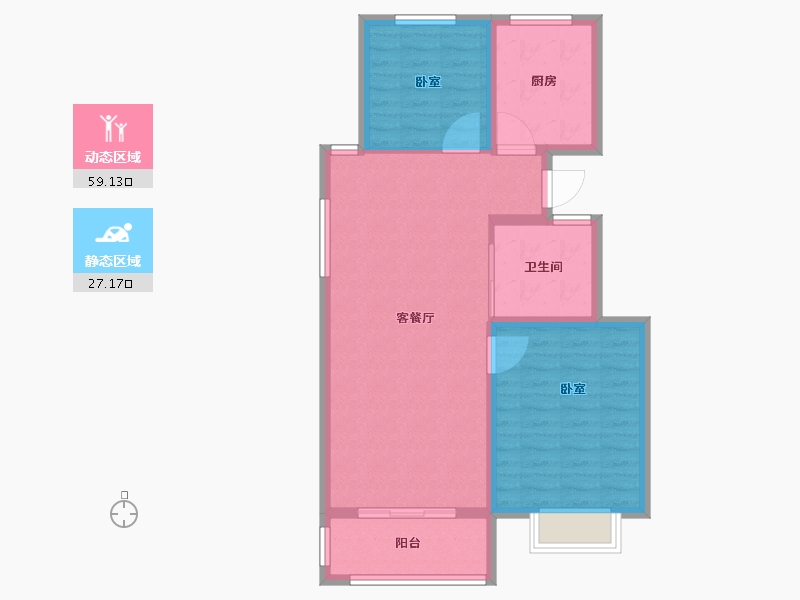 浙江省-宁波市-金鼎豪庭-78.00-户型库-动静分区