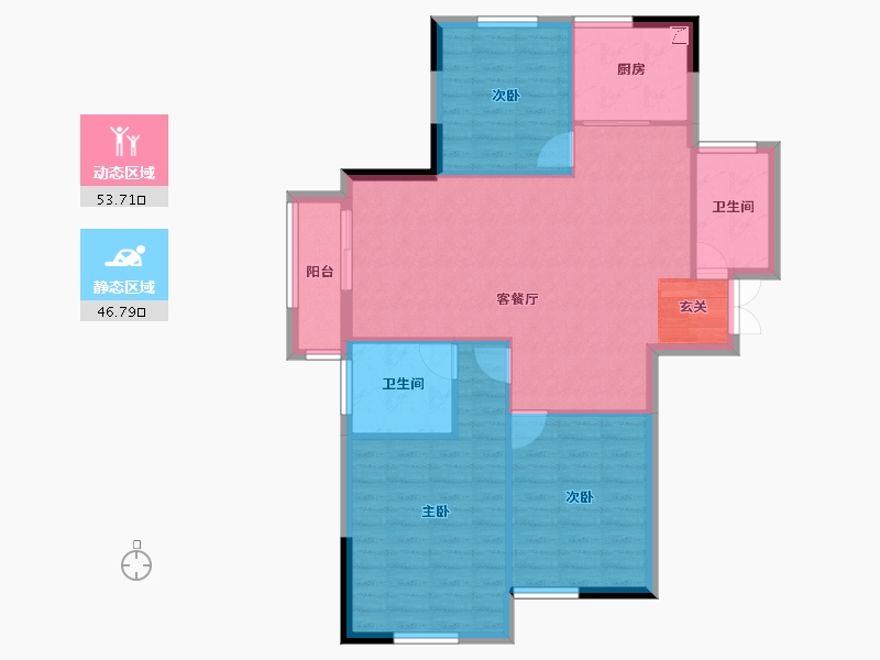 辽宁省-抚顺市-佳源巴黎都市-91.75-户型库-动静分区