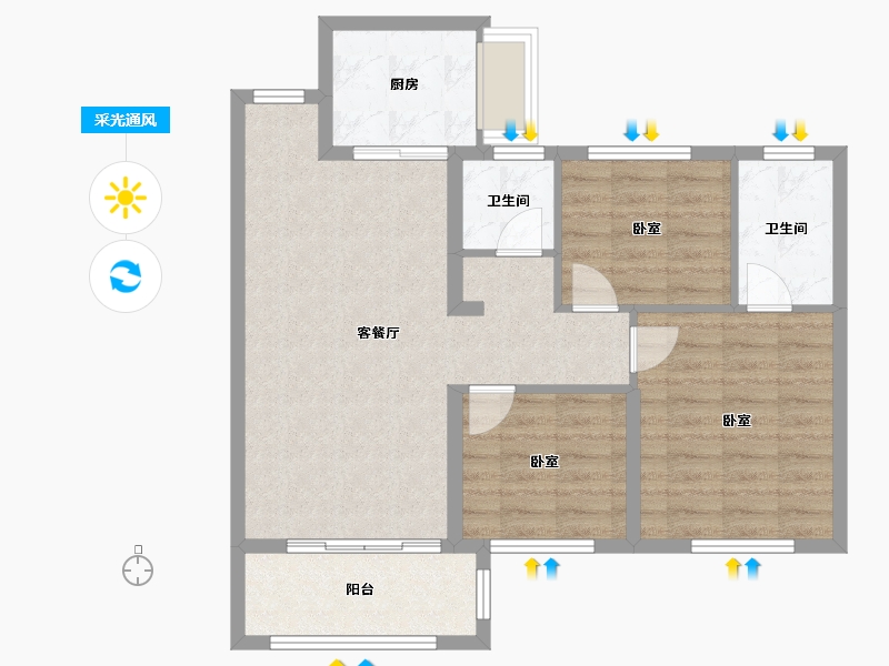 福建省-泉州市-奥园西溪半岛-78.00-户型库-采光通风