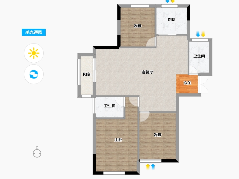 辽宁省-抚顺市-佳源巴黎都市-92.11-户型库-采光通风