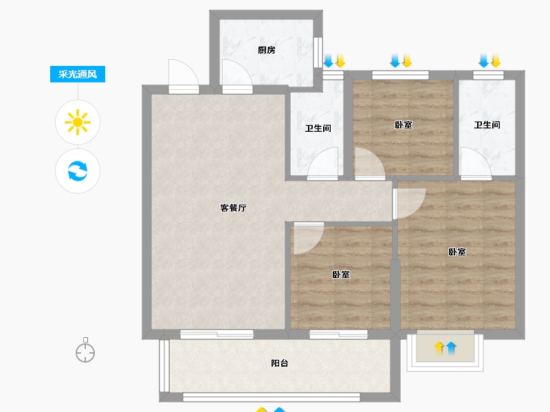 福建省-宁德市-鼎丰公馆-70.00-户型库-采光通风