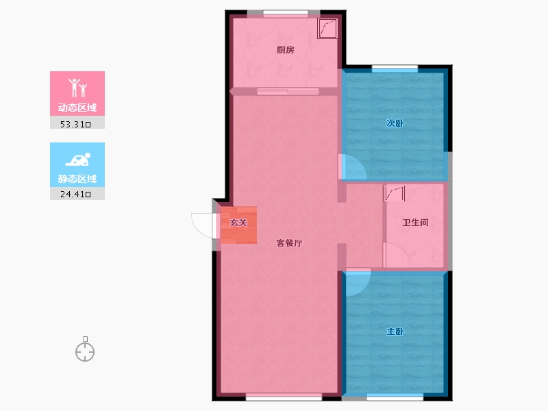 内蒙古自治区-乌海市-君正 · 长河华府-69.33-户型库-动静分区