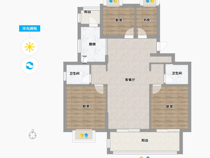 江苏省-无锡市-融创枫丹御园-86.00-户型库-采光通风