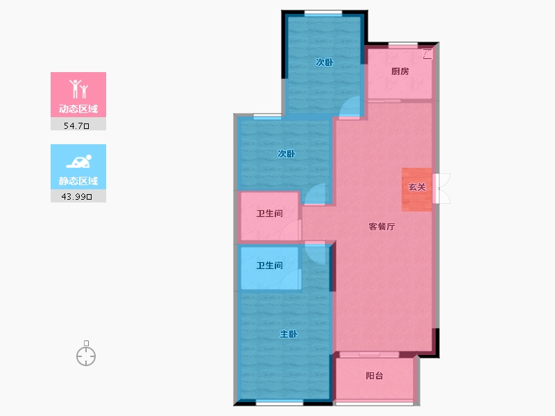 辽宁省-抚顺市-佳源巴黎都市-88.46-户型库-动静分区