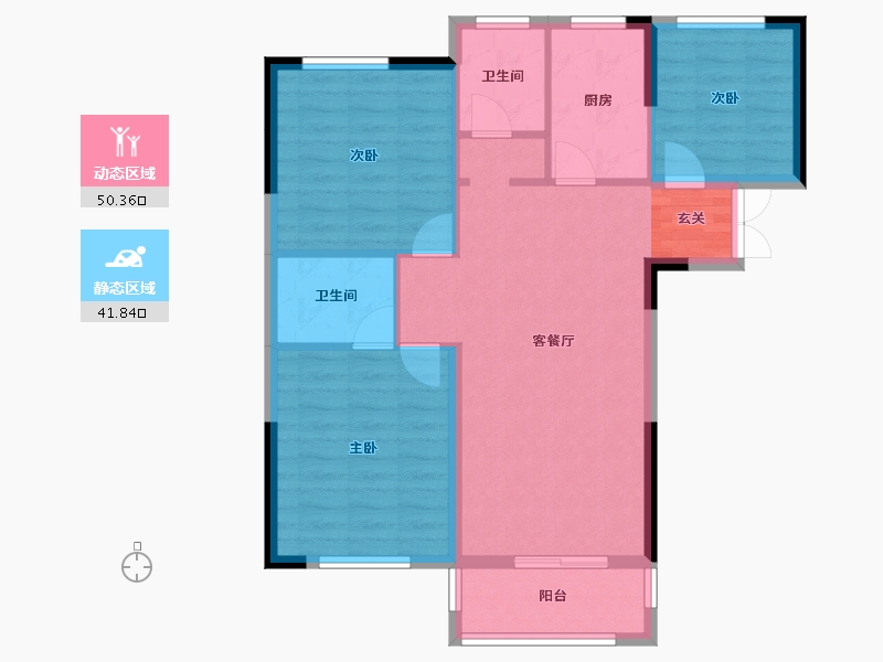 辽宁省-抚顺市-佳源巴黎都市-83.25-户型库-动静分区