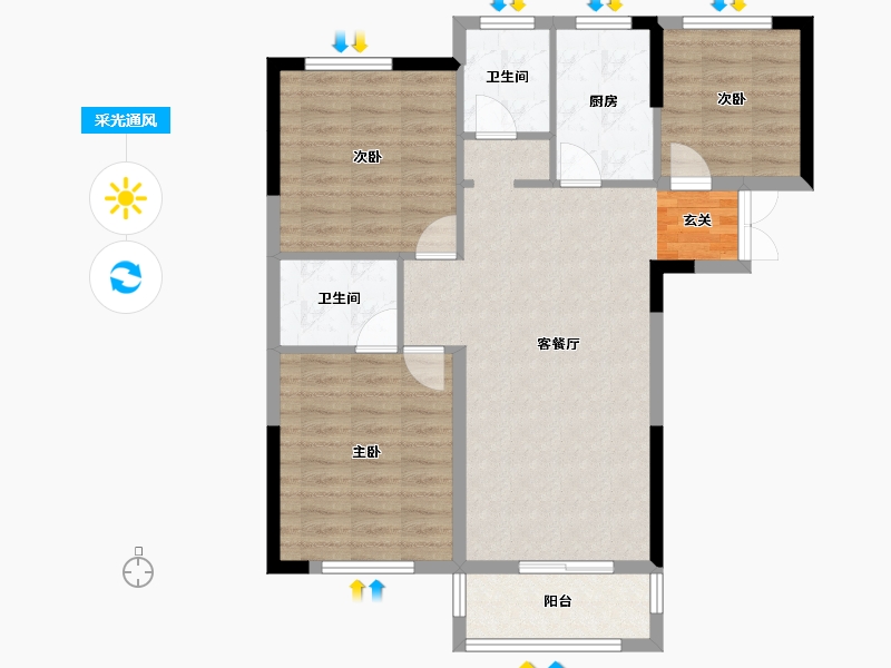 辽宁省-抚顺市-佳源巴黎都市-83.25-户型库-采光通风