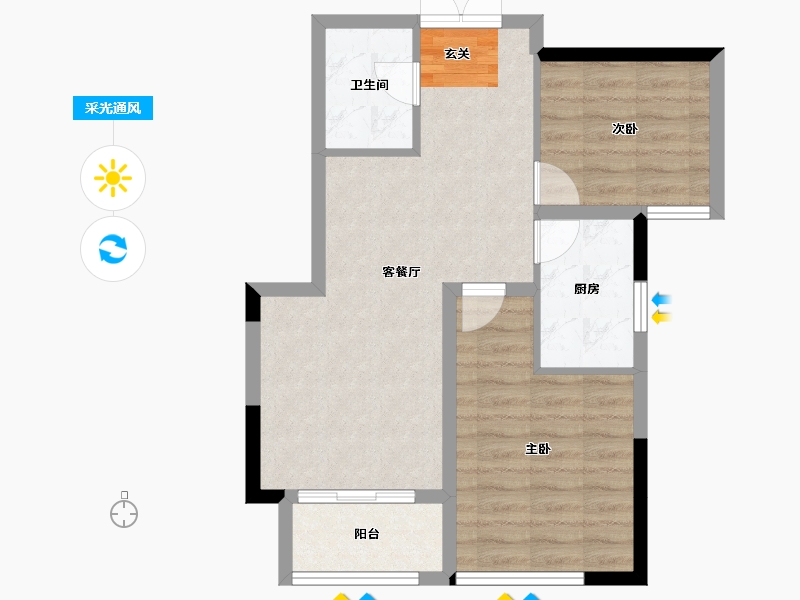 辽宁省-抚顺市-佳源巴黎都市-61.44-户型库-采光通风