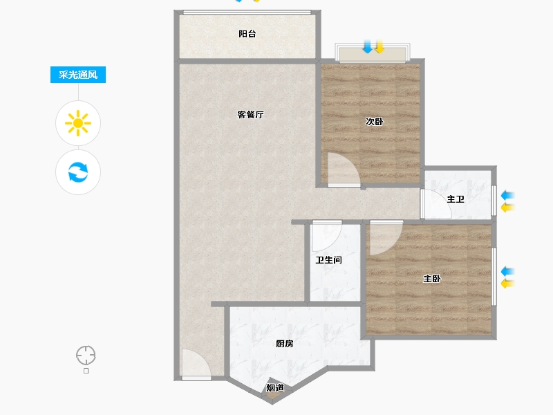 浙江省-杭州市-未知小区-63.96-户型库-采光通风