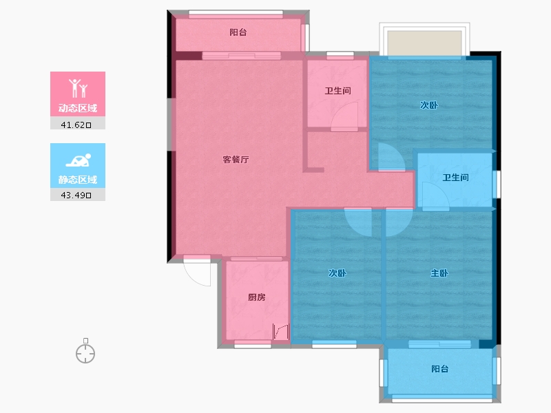 福建省-福州市-杨桥新苑-76.62-户型库-动静分区