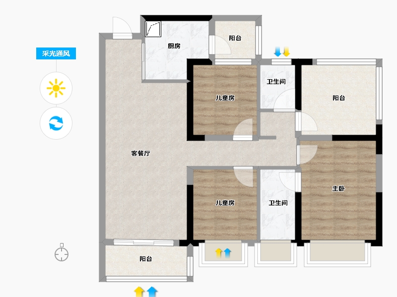 广西壮族自治区-钦州市-碧桂园-87.08-户型库-采光通风