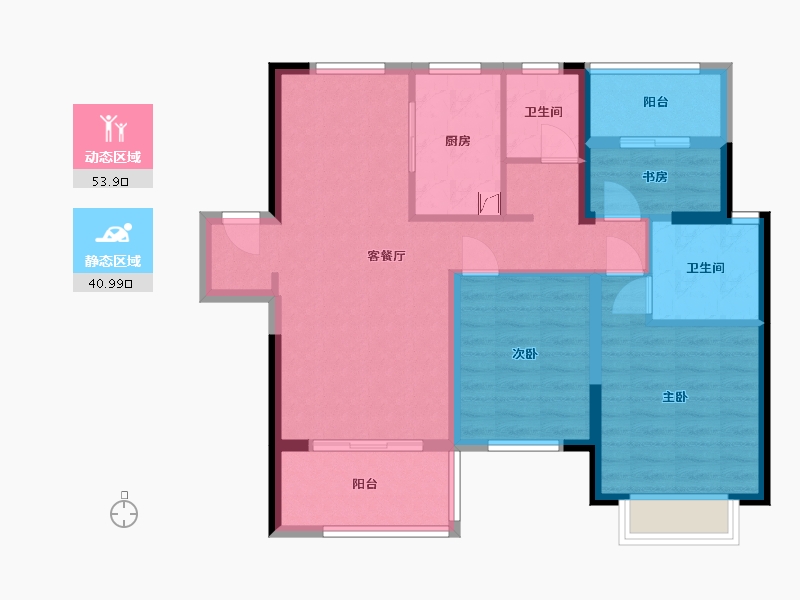 陕西省-西安市-绿地峰辉-84.24-户型库-动静分区