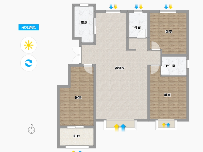 山东省-东营市-天悦华府-120.00-户型库-采光通风