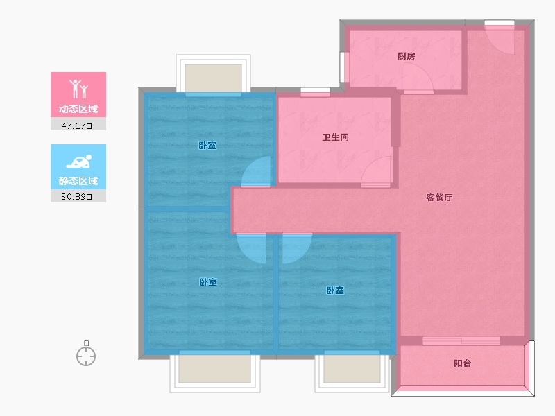 湖北省-武汉市-南郡帝苑-70.00-户型库-动静分区