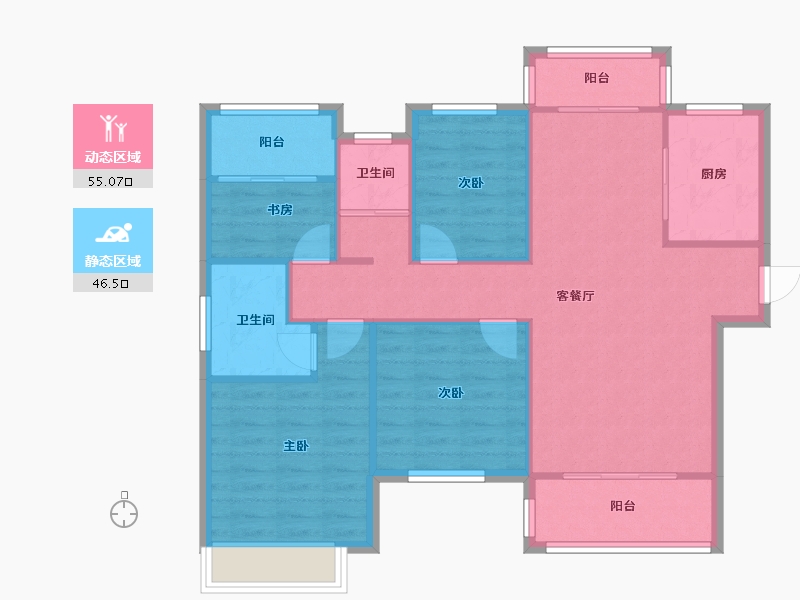 湖南省-长沙市-长房云公馆-92.23-户型库-动静分区