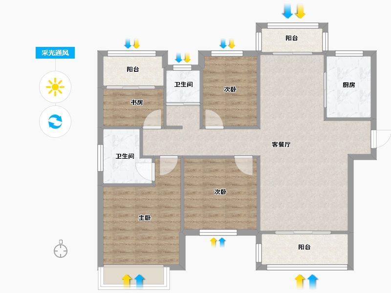 湖南省-长沙市-长房云公馆-92.23-户型库-采光通风