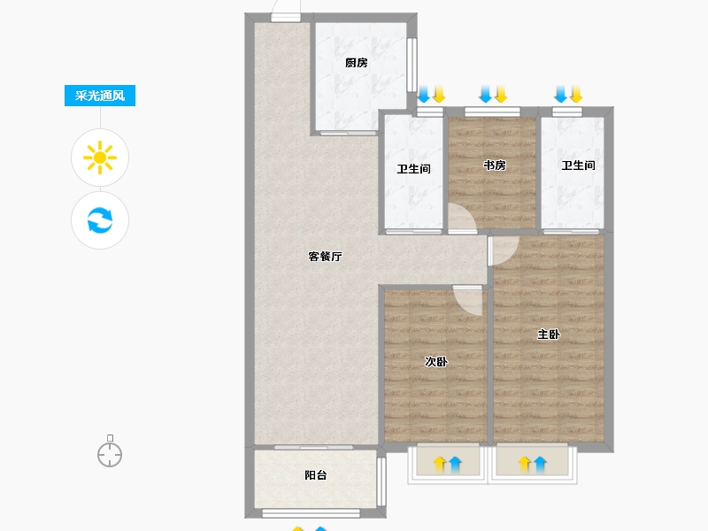 云南省-昆明市-融创微风十里-88.00-户型库-采光通风